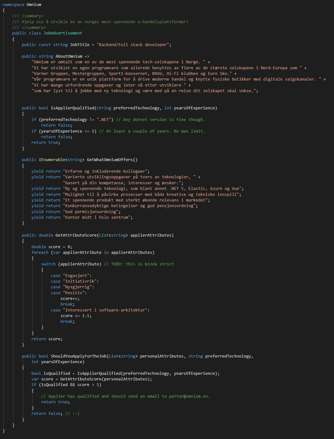 Stillingsannonse, omnium-